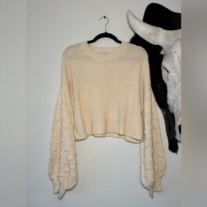 FAVLUX Cream Textured Knit Sweater